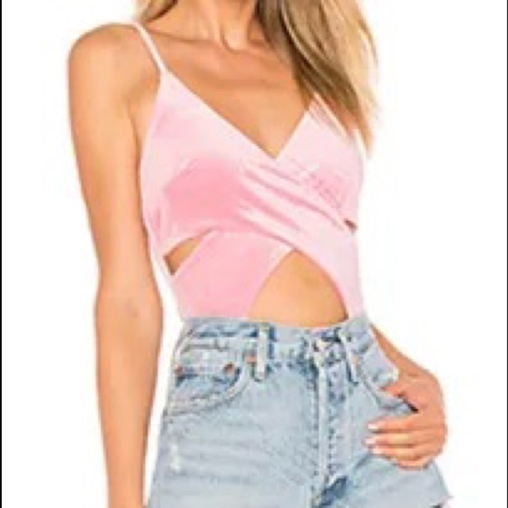 By The Way Pink Velvet Bodysuit